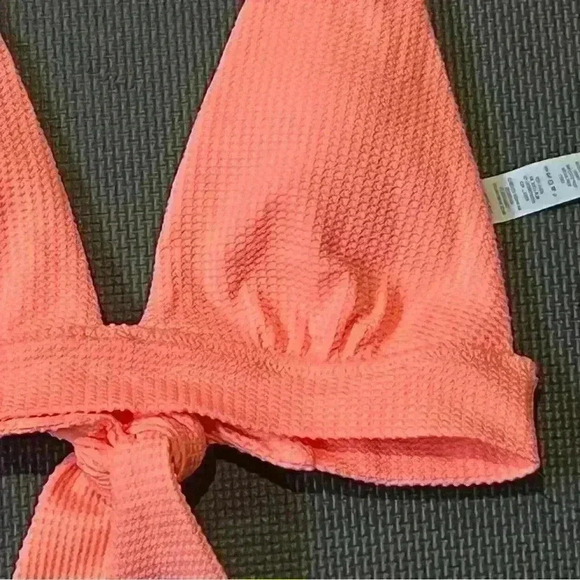 Aerie Bikini Triangle Top Small Orange Texture Lined Padded Adjustable Strap NWT - Picture 3 of 5